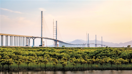 与自然生态融为一体的黄茅海跨海通道。