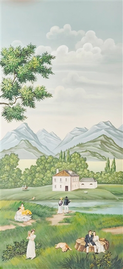 欧美风格的手绘墙纸。（受访者供图）