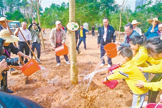 海内外乡亲一同为家乡添绿。 海内外乡亲一同为家乡添绿。