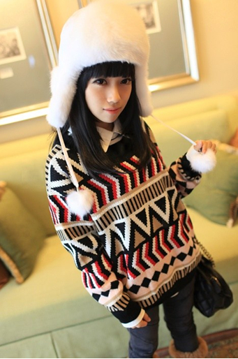 彩色毛衣穿出青春少女的花样年华