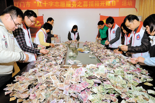 接受捐赠款(物)总值310.84万元-中国江门网·江