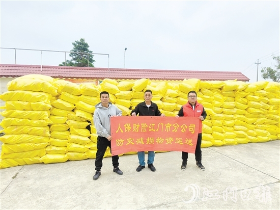 江门人保财险向台山各镇区赠送鼠害防治药物。