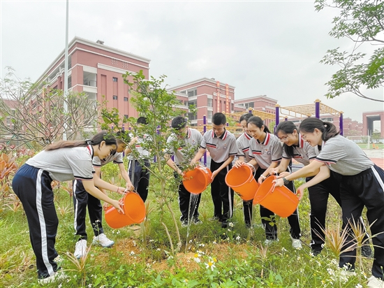 团蓬江区委组织中学团干部代表、新团员代表等开展“入团种棵树”主题活动。