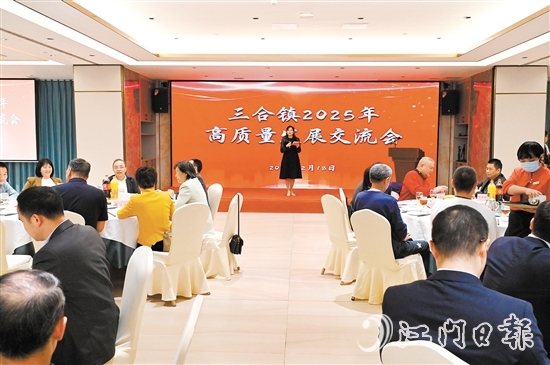 交流会上，乡亲代表、企业精英共同为三合镇发展出谋划策。