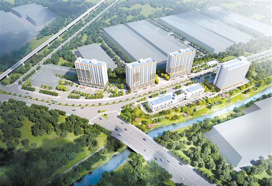 鹤山市珠西物流园桃源河畔生活配套项目效果图。