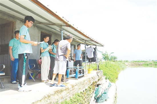 突击队深入青蟹养殖基地,摸清当地养殖难点痛点。 突击队深入青蟹养殖基地,摸清当地养殖难点痛点。