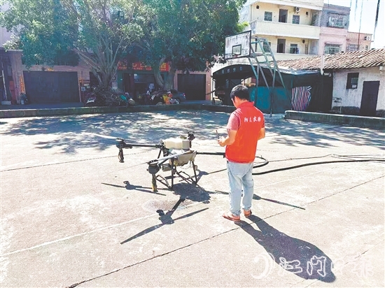 阳光农险江门中支利用无人机，开启“科技灭蚊”模式。