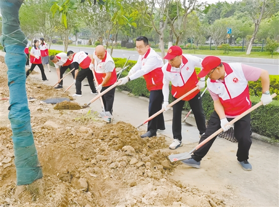 全国、省、江门市、开平市四级“身边好人”、文明家庭、文明单位代表以及志愿者参加义务植树活动，传播生态文明新风尚，以实际行动为“绿美开平”增添新绿。